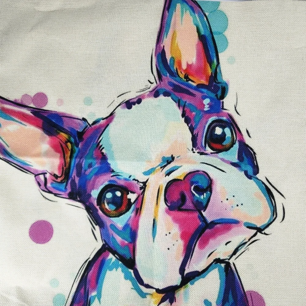 ***Only 1 Left***Double Sided Throw Pillow Cover. Water Color French Bulldog. - Picture 6 of 6
